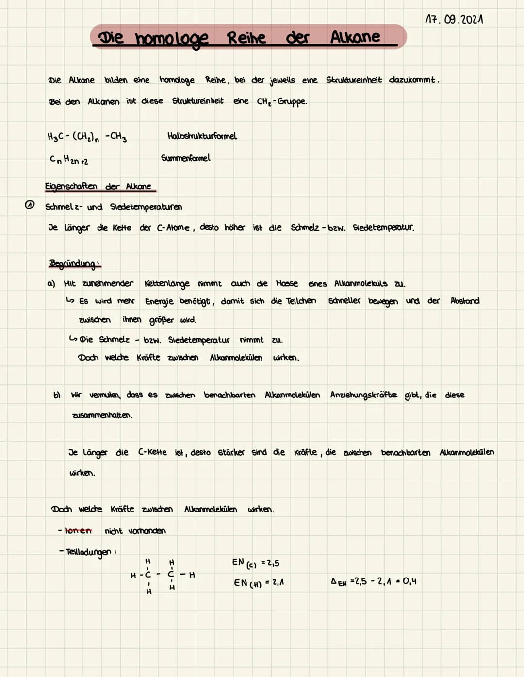 Datum:
Thema: Die homologe Reihe der Alkane
Alkan
Aufgabe: Ergänze die Tabelle für die ersten zehn Vertreter der homologen Reihe der Alkane.