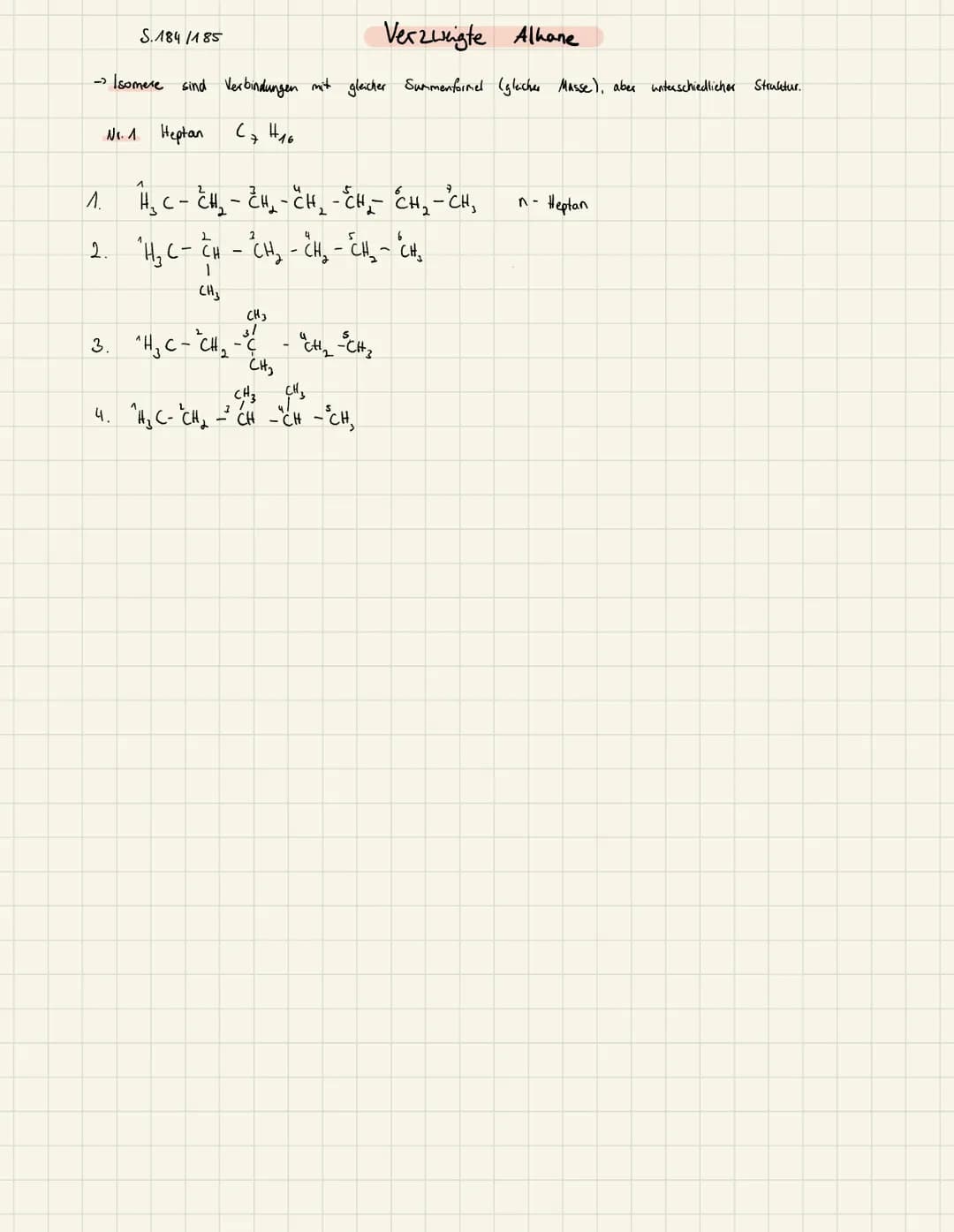 Datum:
Thema: Die homologe Reihe der Alkane
Alkan
Aufgabe: Ergänze die Tabelle für die ersten zehn Vertreter der homologen Reihe der Alkane.