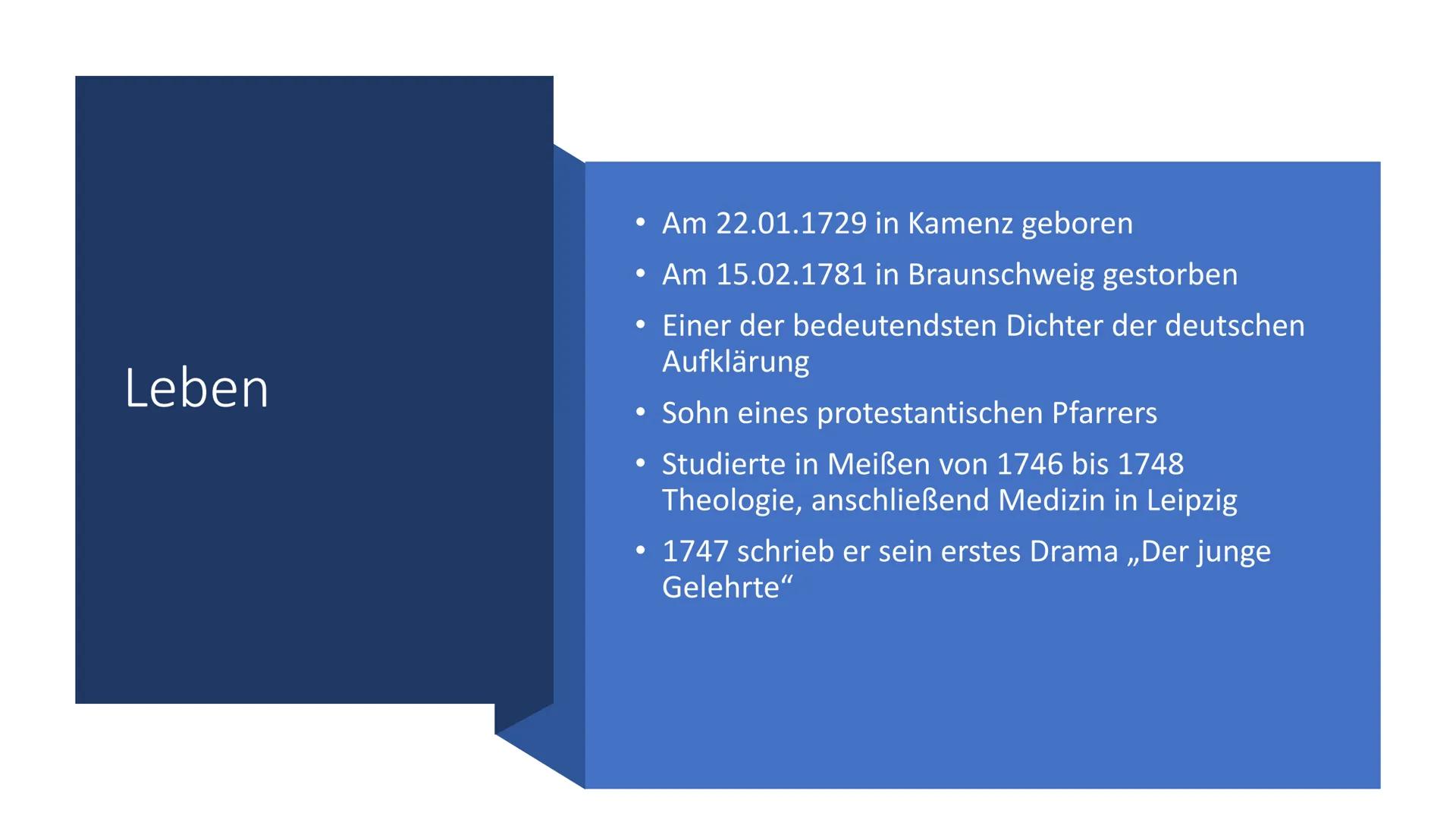 # Gotthold Ephraim

Lessing # Inhaltsverzeichnis

Leben

Werke

Definition
Dramentheorie

Lessings
Dramentheorie

Katharsis

Aspekte der
Dra