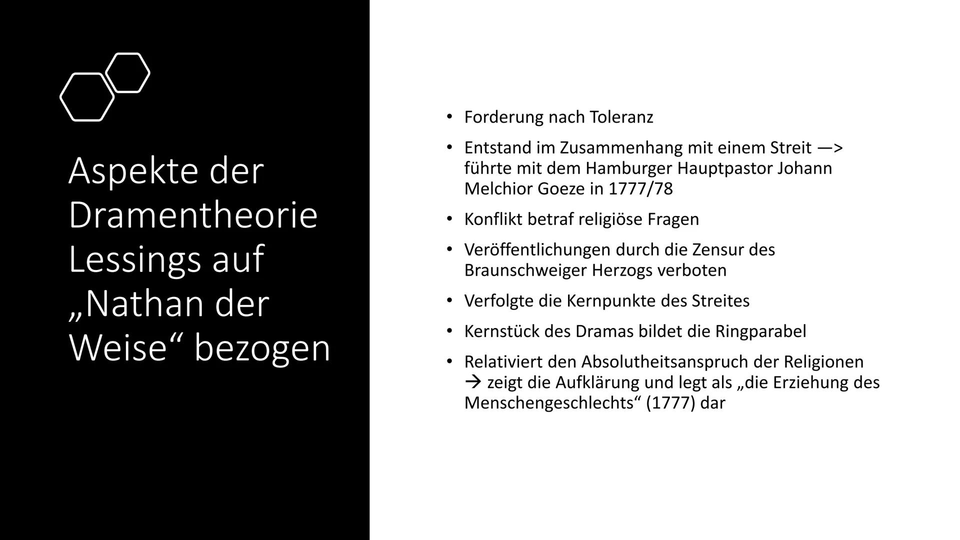 # Gotthold Ephraim

Lessing # Inhaltsverzeichnis

Leben

Werke

Definition
Dramentheorie

Lessings
Dramentheorie

Katharsis

Aspekte der
Dra