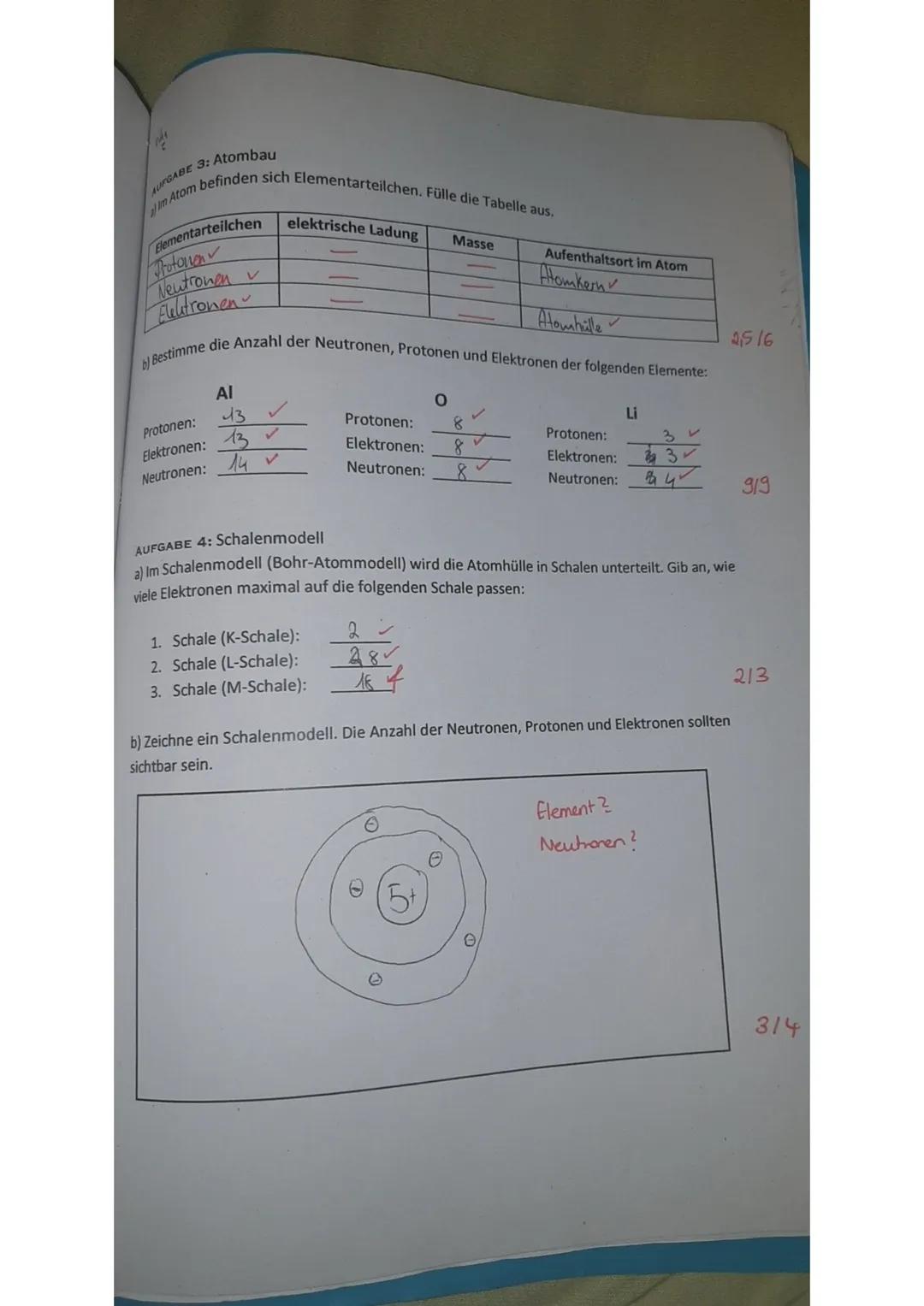 Klassenarbeit Chemie: Atombau und Periodensystem PDF, Übungen Klasse 9