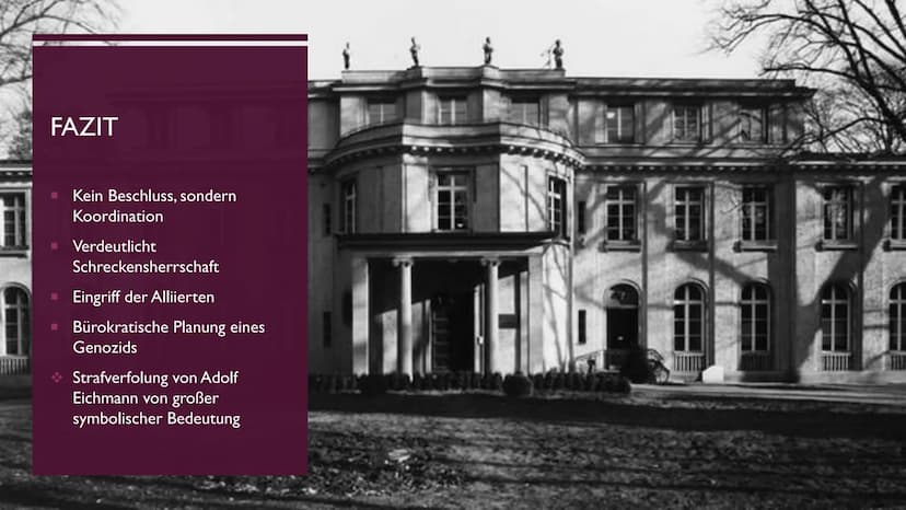 ===
DIE
WANNSEEKON-
FERENZ
FINE PRÄSENTATION VON JULIEN INHALTSVERZEICHNIS
I
I
I
Die Wannseekonferenz
> Generelle Informationen
➤ Historisch