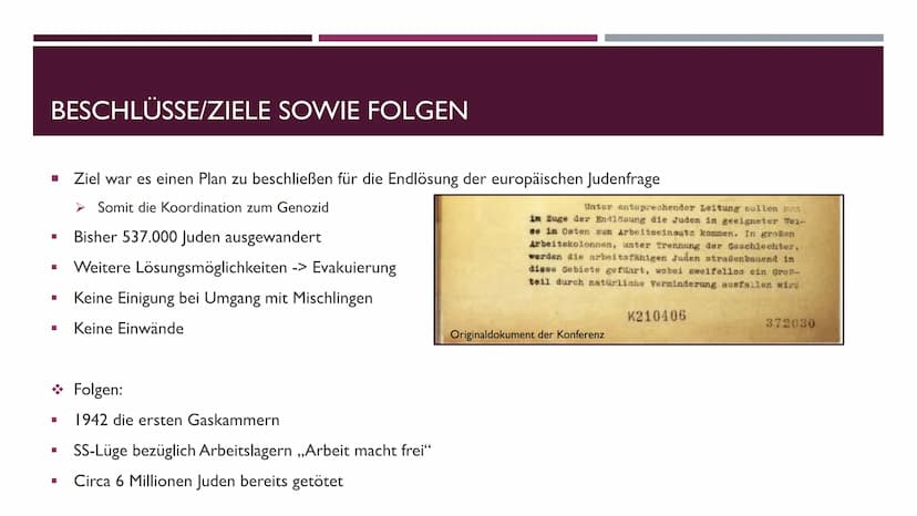 ===
DIE
WANNSEEKON-
FERENZ
FINE PRÄSENTATION VON JULIEN INHALTSVERZEICHNIS
I
I
I
Die Wannseekonferenz
> Generelle Informationen
➤ Historisch