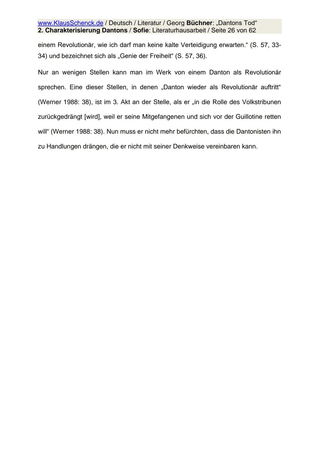 www.KlausSchenck.de / Deutsch / Literatur / Georg Büchner: „Dantons Tod"
2. Charakterisierung Dantons / Sofie: Literaturhausarbeit / Seite 1