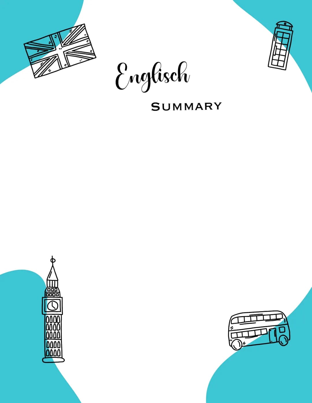 OOD
DOOD
0000
0000
0000
0000
0000
Englisch
SUMMARY BEACHTEN:
-simple present
-keine wörtliche Rede
-eigene Wörter benutzen
Bejahte Sätze
-In