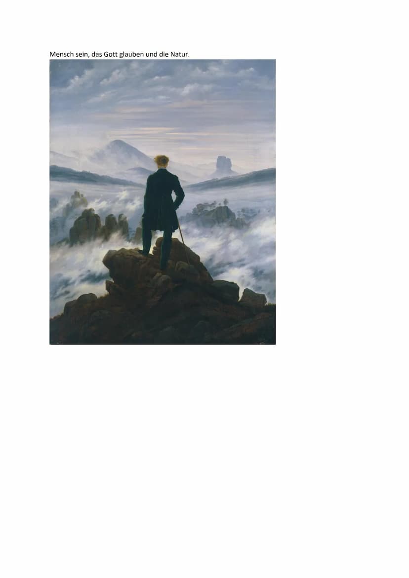 Das bekannte Landschaftsgemälde von Casper David Friedrich trägt den Namen "Wanderer über
dem Nebelmeer". Es wurde um 1818 geschaffen und is