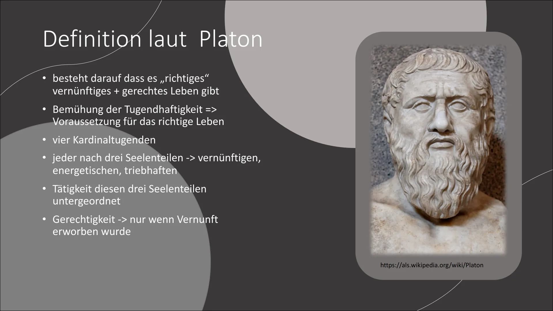 Tugendethik
Eine Präsentation von Jamee R. Gliederung
• 1. Was ist Tugend?
2. Aristoteles
●
●
2.1. Steckbrief
2.2. Philosophie
2.3. Auffassu