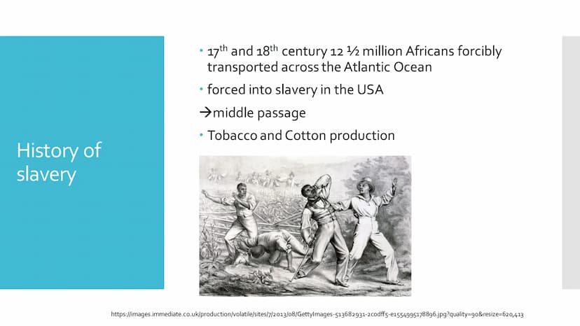 Civil war and
abolition of slavery
https://i.pinimg.com/400x/01/97/f5/0197f593cdd68d2ca733
b314f49da0d5.jpg Outline
●
History of slavery
Wha