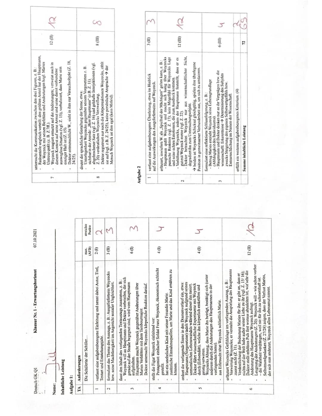 Szenenanalyse von Woyzeck: Szene 9 und 10 – Tipps und Texte