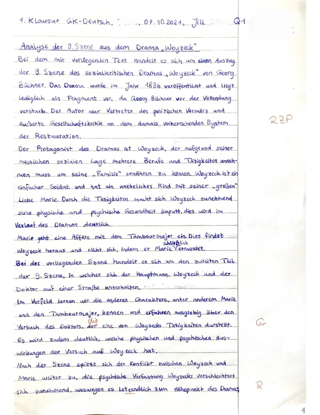Szenenanalyse von Woyzeck: Szene 9 und 10 – Tipps und Texte