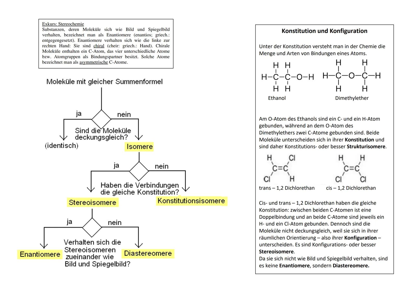 L-Alanin
COOH
mind. 1 chiralititätszentrum
H₂N-C-H
CH3
Strukturisomere
(Konstitutionsisomere)
Unterschiedliche Reihenfolge
der Atome und Bin