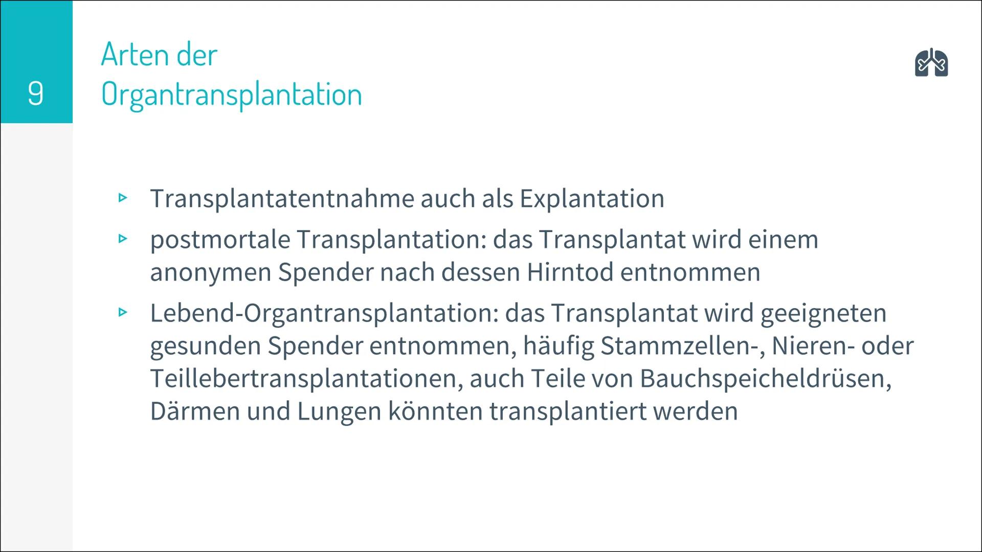 ORGAN TRANSPLANTATION 2
Gliederung
▸ Organtransplantation
Arten der Organtransplantation
Ablauf und Folgen
Immunreaktion
Organspende
Vorraus