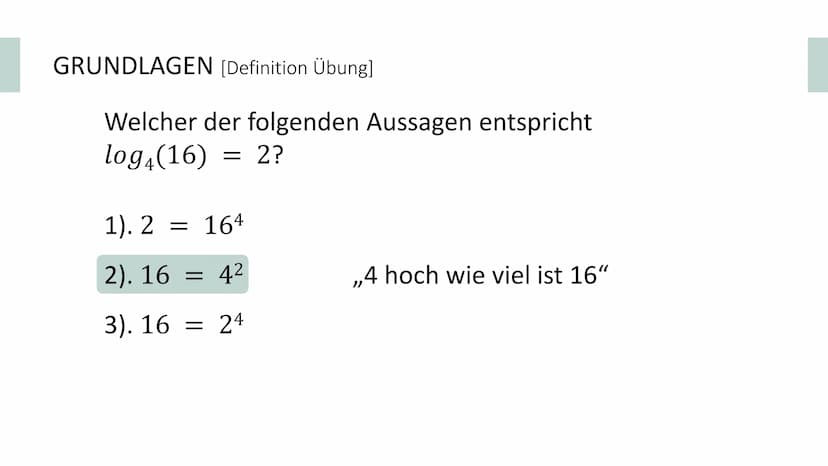 Logarithmusfunktion
von Artur und Mia GLIEDERUNG
GRUNDLAGEN
KURVENDISKUSSION
INTEGRALE
WEITERES Definition des Logarithmus' GRUNDLAGEN [Defi