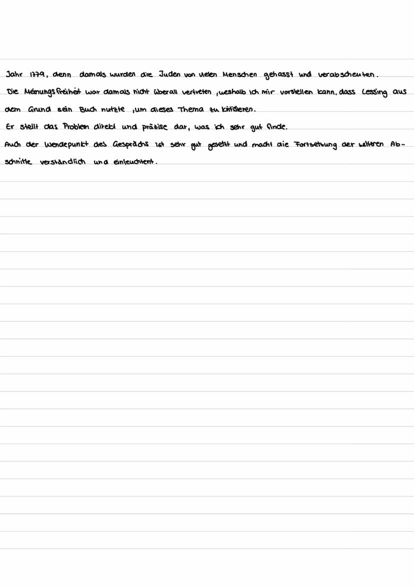 Szenenanalyse 11:5
In dem Drama „ Nathan der wese" von Gotthold Ephraim Lessing aus dem Jahre (1779?)
handelt es von einem reichen jüdischen