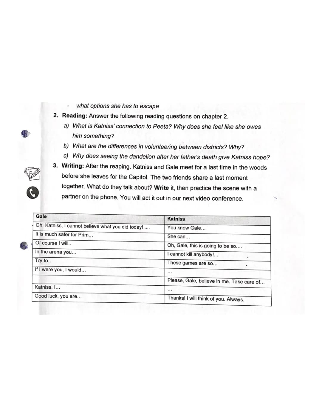 The Hunger Games Script and Character Analysis: Katniss and Gale
