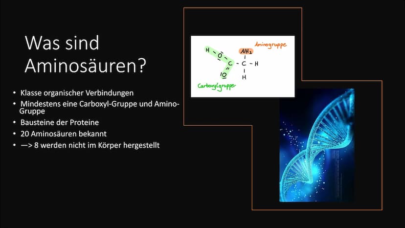 Aminosäuren
Grundlegender struktureller Aufbau Gliederung
Vorkommen
Was sind Aminosäuren
Aufteilung
Nomenklatur
Zwitterion
Peptidbildung
Unt