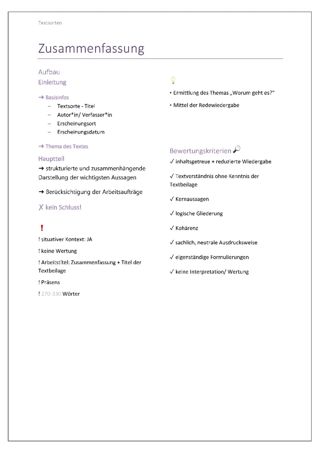 Maturatextsorten Deutsch
