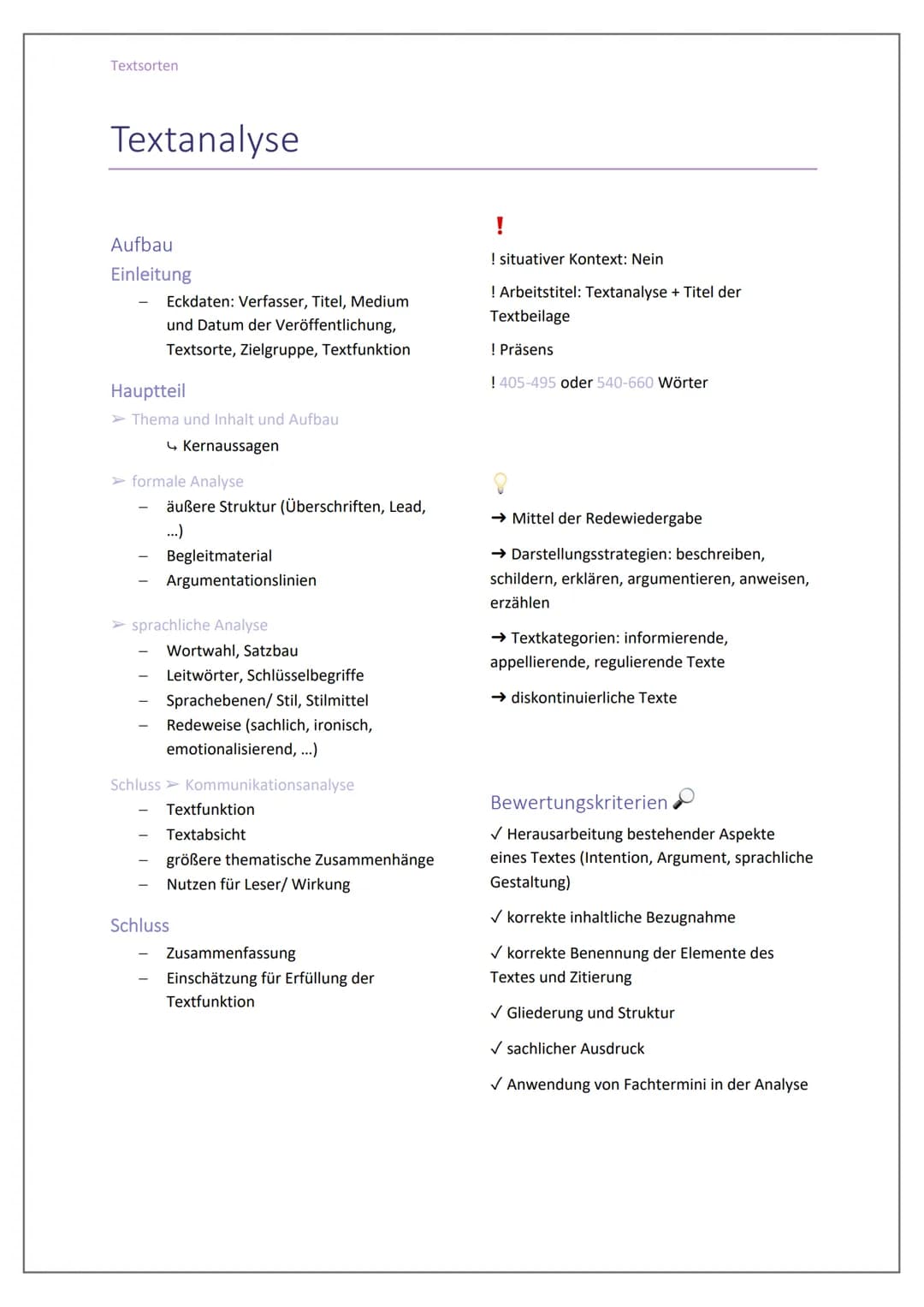 Textsorten
Zusammenfassung
Aufbau
Einleitung
→ Basisinfos
Textsorte - Titel
Autor*in/ Verfasser*in
Erscheinungsort
Erscheinungsdatum
→ Thema