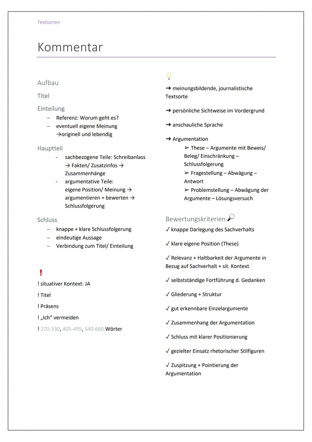 Textsorten
Zusammenfassung
Aufbau
Einleitung
→ Basisinfos
Textsorte - Titel
Autor*in/ Verfasser*in
Erscheinungsort
Erscheinungsdatum
→ Thema