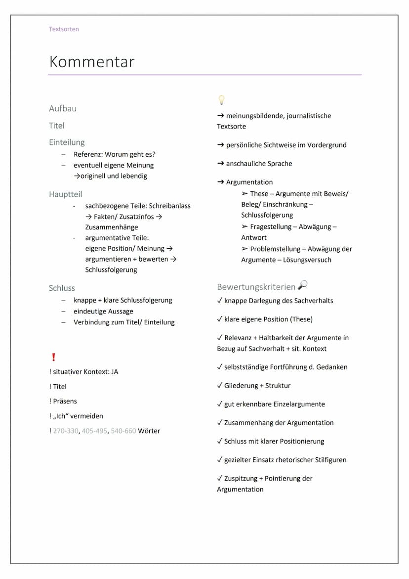 Textsorten
Zusammenfassung
Aufbau
Einleitung
→ Basisinfos
Textsorte - Titel
Autor*in/ Verfasser*in
Erscheinungsort
Erscheinungsdatum
→ Thema