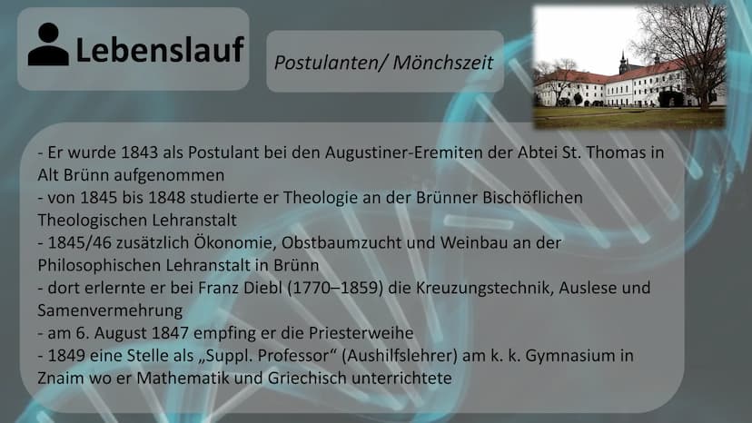 Gregor Mendel
Mendelsche Gesetze Gliederung
Biographie und Lebenslauf
Fachbegriffserklärung
Gründe
! Voraussetzung und Vorgehensweise
Durchf
