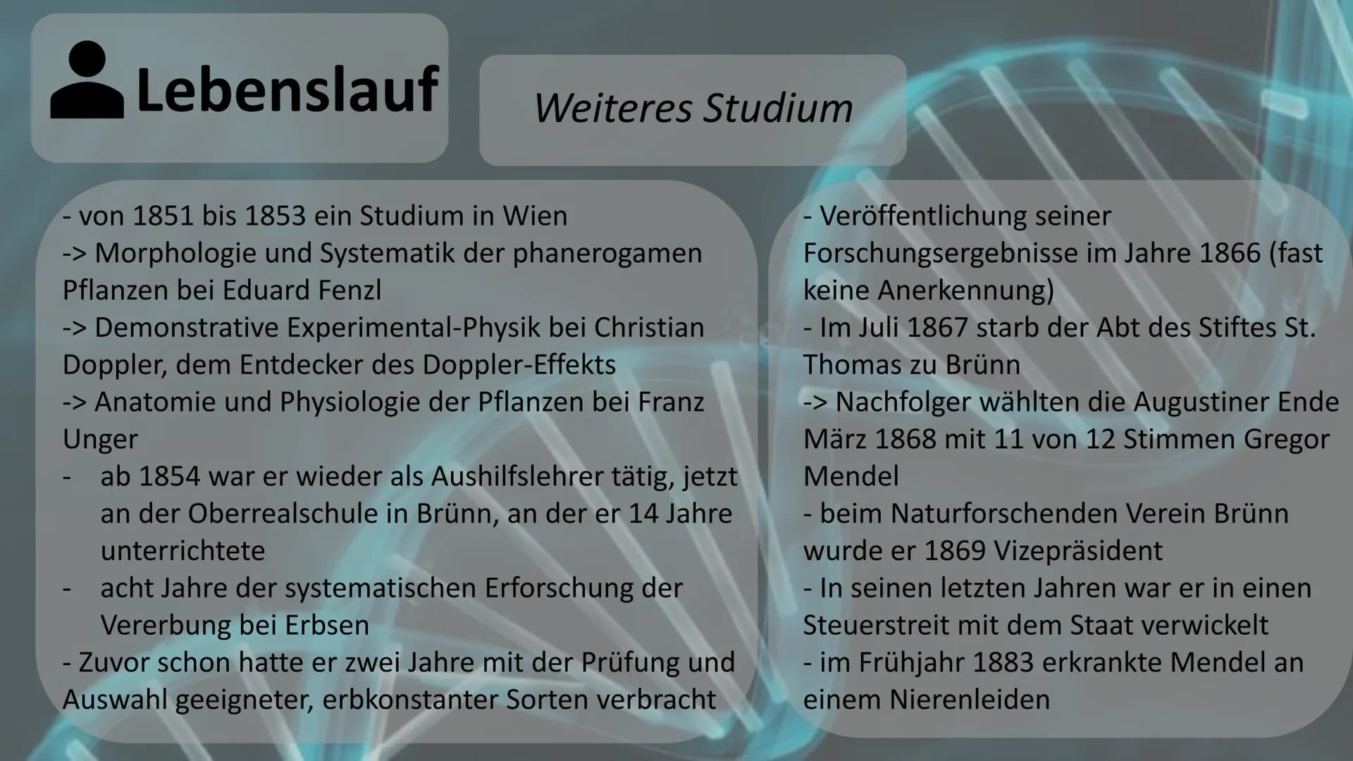 Gregor Mendel
Mendelsche Gesetze Gliederung
Biographie und Lebenslauf
Fachbegriffserklärung
Gründe
! Voraussetzung und Vorgehensweise
Durchf