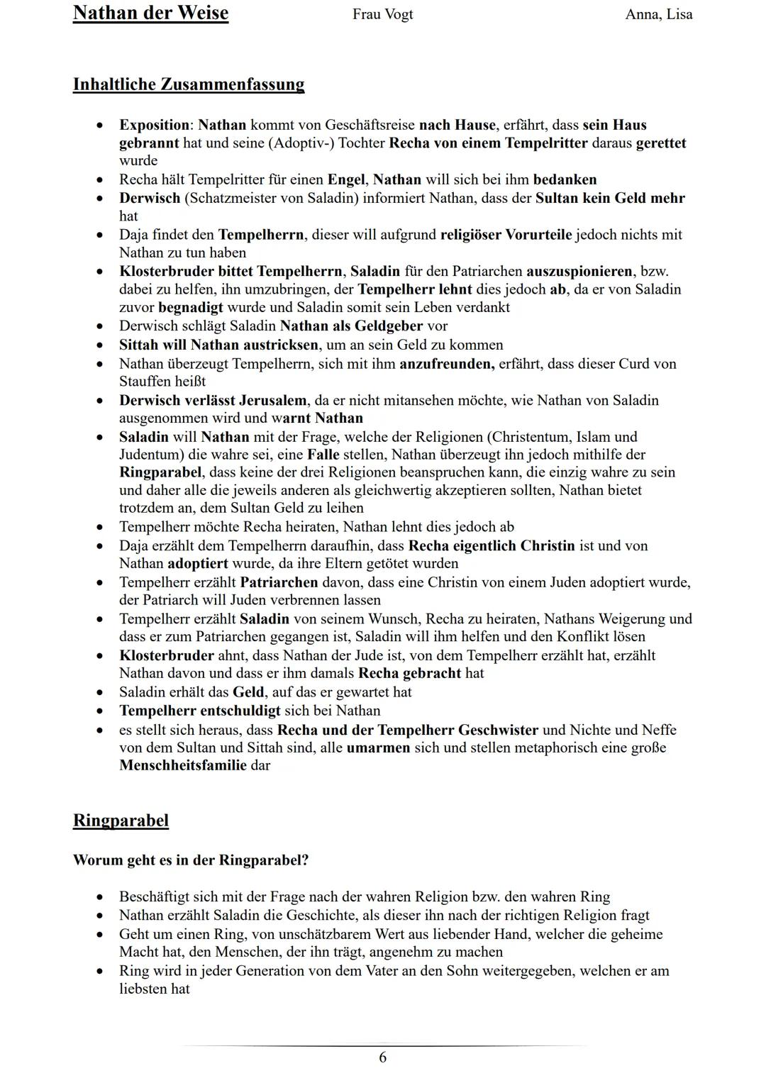 # Nathan der Weise

Frau Vogt

Anna, Lisa

## Allgemeine Informationen zu Lessing

*   Name: Gotthold Ephraim Lessing
*   Geburts- & Todesda
