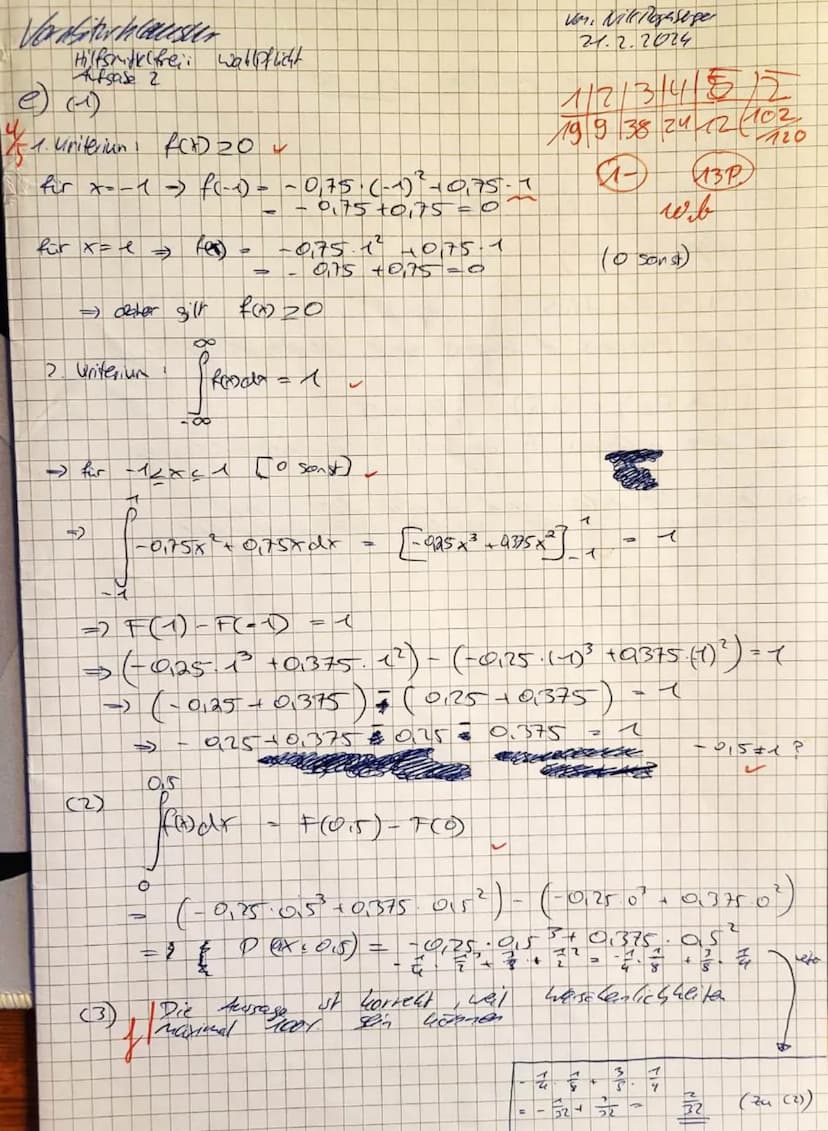 Name:
Nils Rosenberger
Q2 ML1-WEBE
Vorabiturklausur
21.2.2024
Hilfsmittelfreier Teil (30 Punkte)
Aufgabe 1 (Pflichtaufgaben) Bearbeite alle 