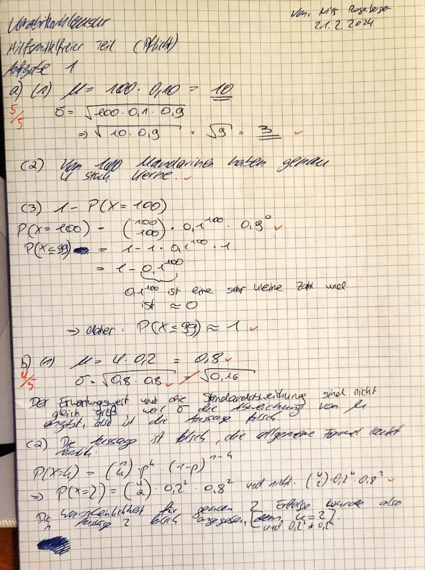 Name:
Nils Rosenberger
Q2 ML1-WEBE
Vorabiturklausur
21.2.2024
Hilfsmittelfreier Teil (30 Punkte)
Aufgabe 1 (Pflichtaufgaben) Bearbeite alle 