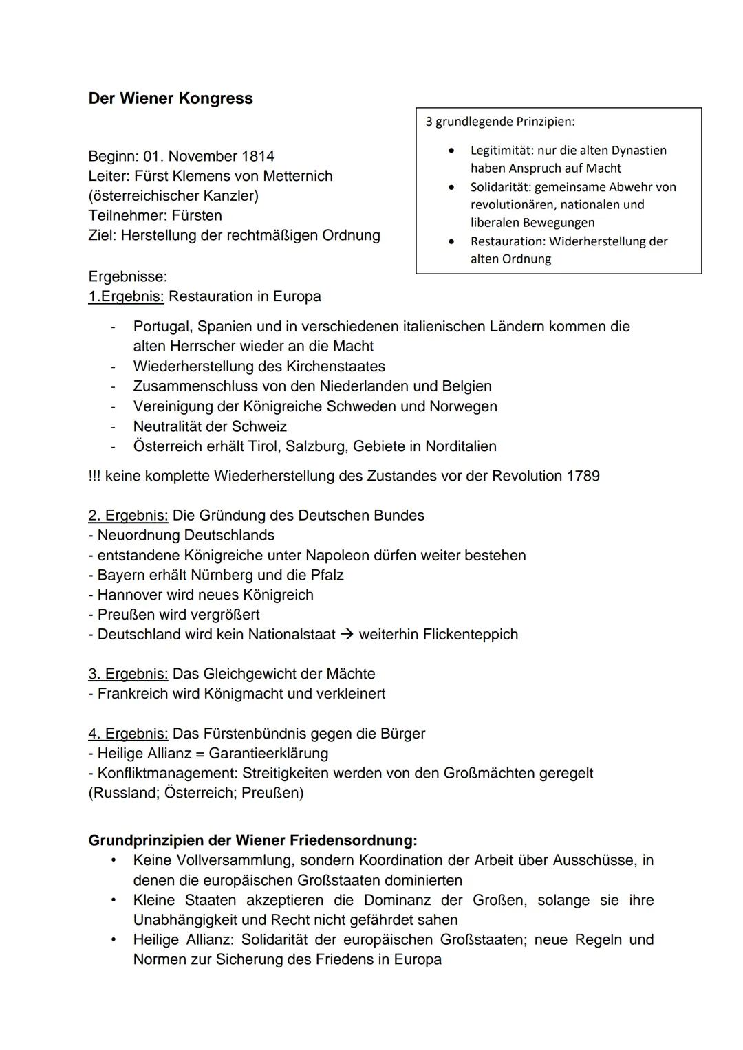 Historischer Kontext: Wiener Kongress
Napoleon hatte in den Jahren nach 1792 weite Teile Europas unter seinen
Einfluss gebracht. 1812 erlitt