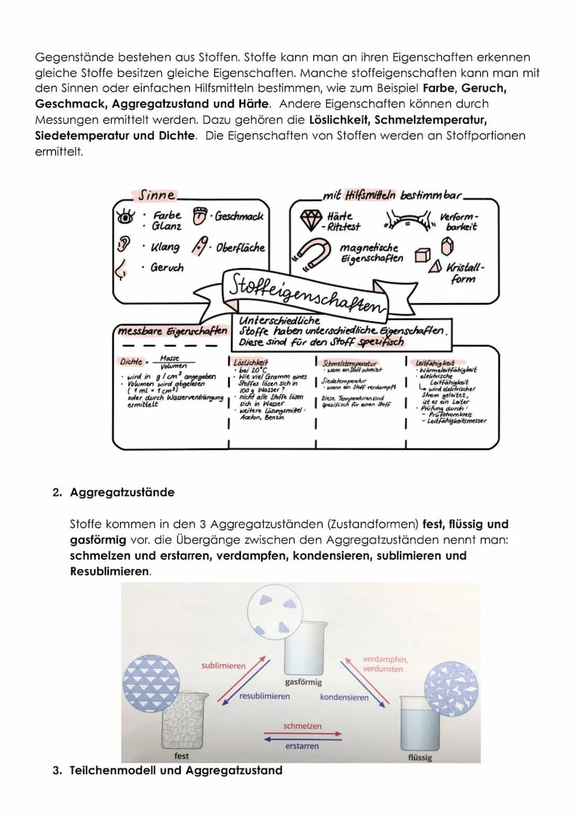 CHEMIE KLASSENARBEIT VORBEREITUNG
1. STOFFEIGENSCHAFTEN
Gegenstände bestehen aus Materialien, die man in der Chemie Stoffe nennt.
▸ Stoffe e
