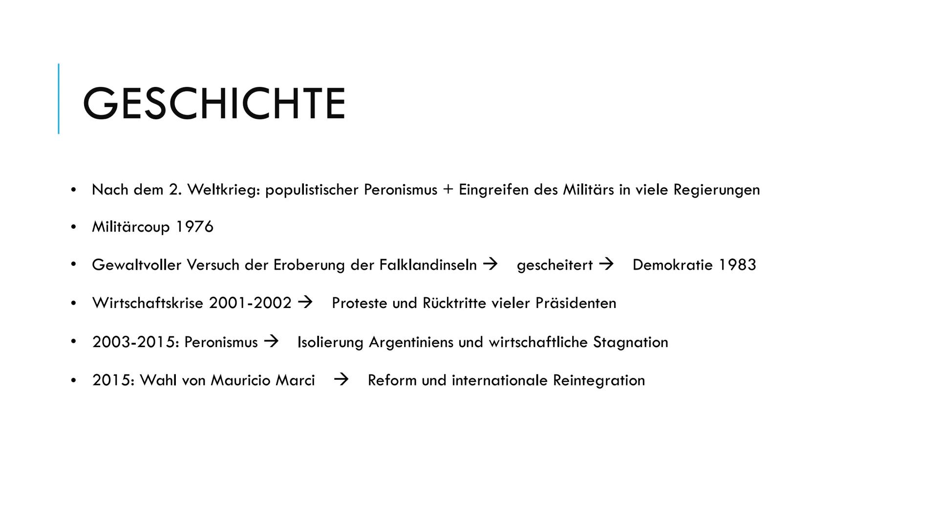 Argentinien
1) Einleitung und Fakten
Hauptstadt:
Amtssprache:
Währung:
Einwohnerzahl:
Regierungsform:
Staatsoberhaupt:
Buenos Aires
Spanisch