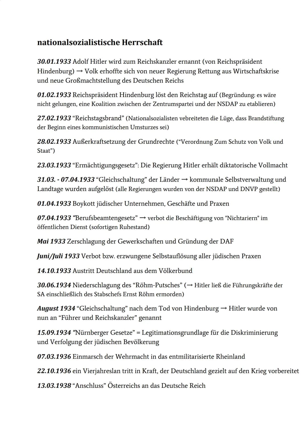 nationalsozialistische Herrschaft
30.01.1933 Adolf Hitler wird zum Reichskanzler ernannt (von Reichspräsident
Hindenburg) → Volk erhoffte si