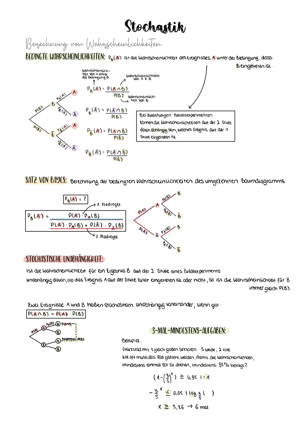 Stochastik
Grundlegende Begriffe dey Stochastik
ZUFALLSEXPERIMENT: Ein Zufallsexperiment ist ein Experiment, bei dem die Ergebnisse nicht vo