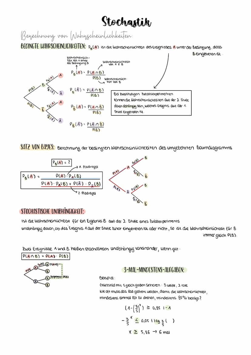Stochastik
Grundlegende Begriffe dey Stochastik
ZUFALLSEXPERIMENT: Ein Zufallsexperiment ist ein Experiment, bei dem die Ergebnisse nicht vo