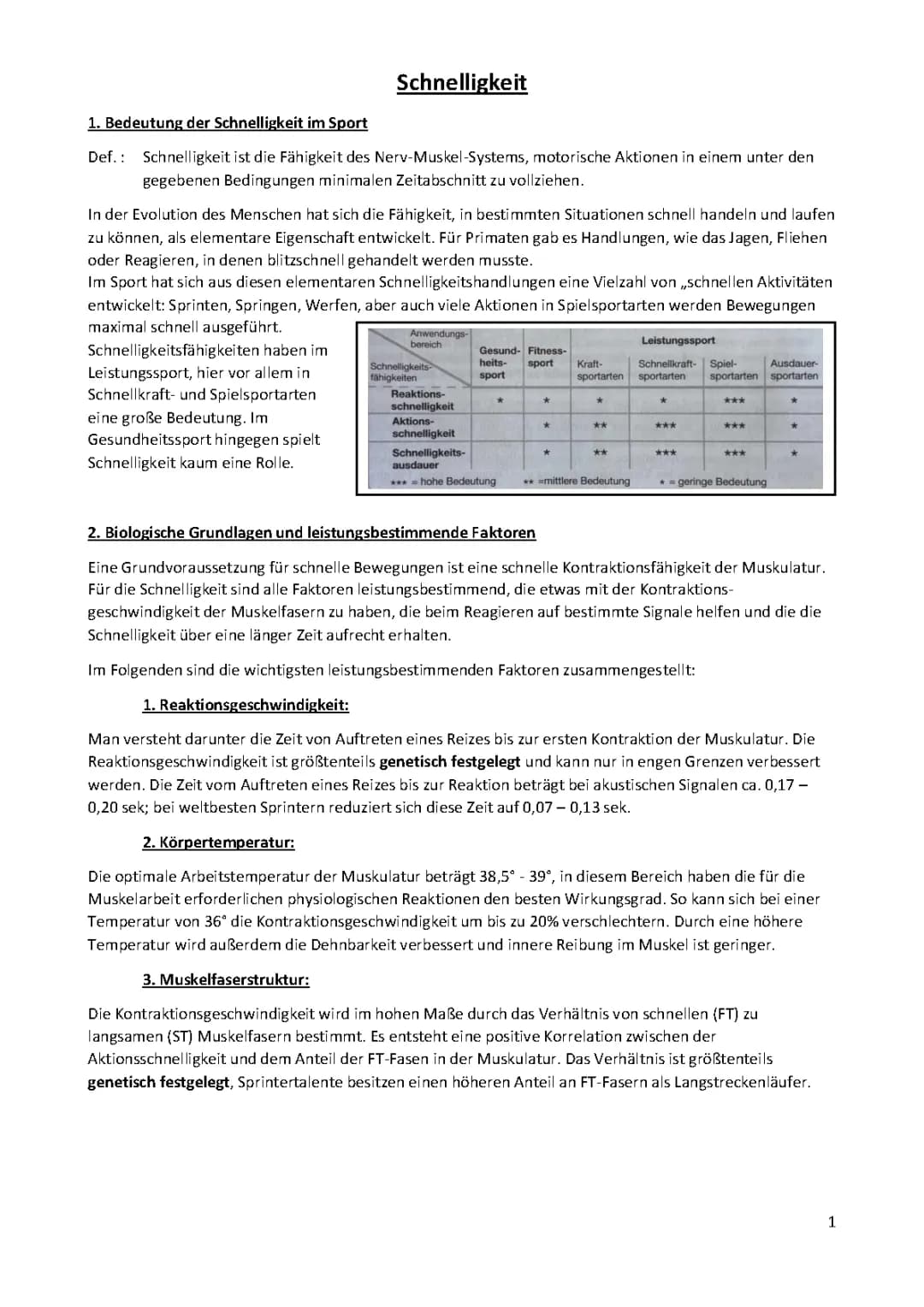 Schnelligkeit