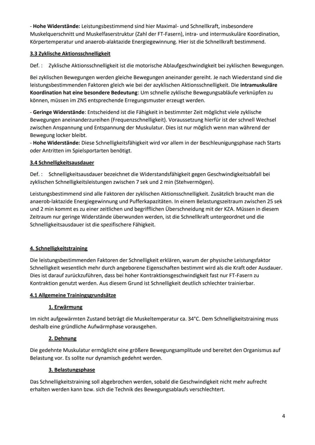 Schnelligkeit
1. Bedeutung der Schnelligkeit im Sport
Def. Schnelligkeit ist die Fähigkeit des Nerv-Muskel-Systems, motorische Aktionen in e