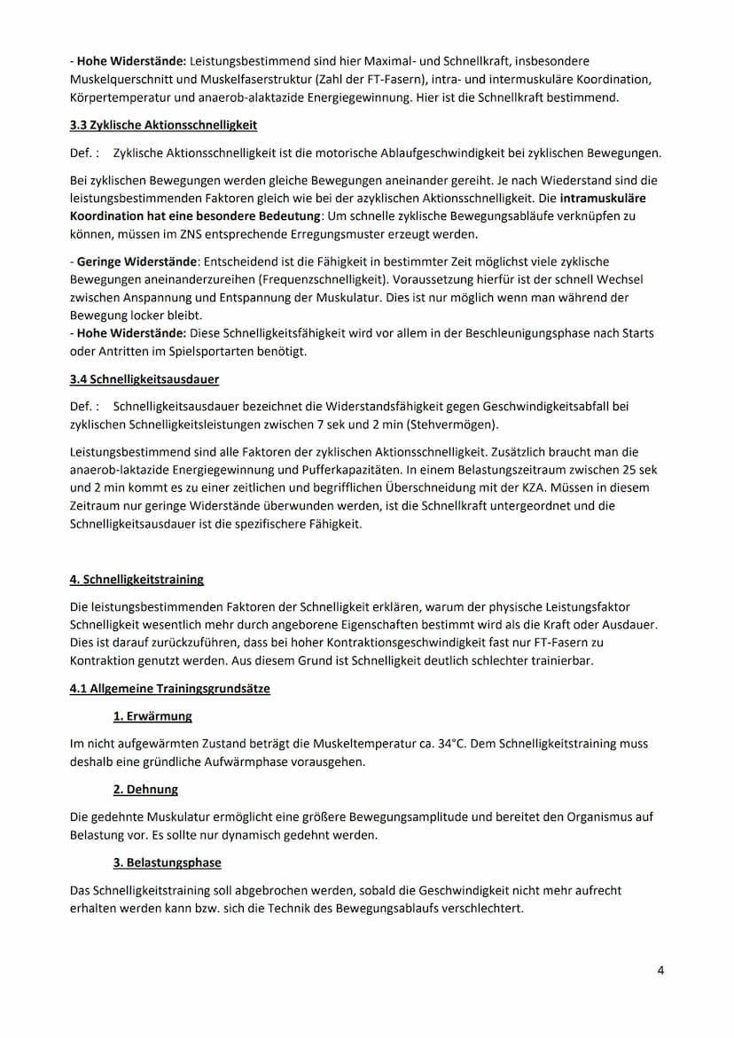Schnelligkeit
1. Bedeutung der Schnelligkeit im Sport
Def. Schnelligkeit ist die Fähigkeit des Nerv-Muskel-Systems, motorische Aktionen in e