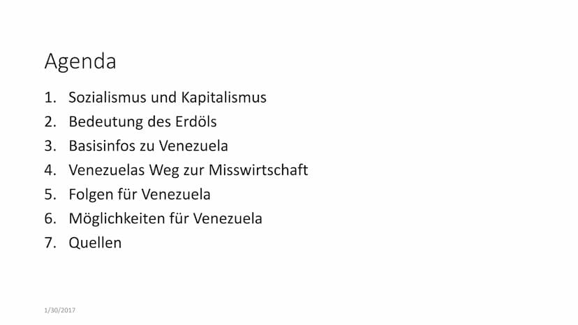 1/30/2017
CAFE
Venezuelas Misswirtschaft
FARM
BOLT
Ist Kapitalismus notwendig für eine funktionierende Wirtschaft? Agenda
1. Sozialismus und