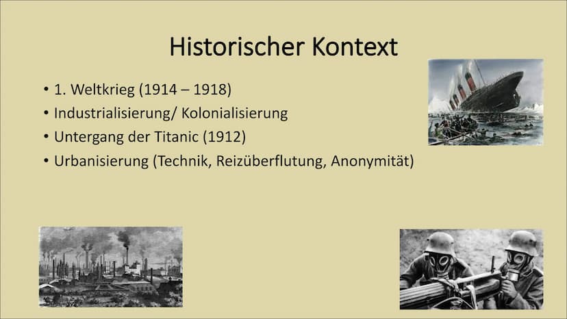 Expressionismus ●
●
●
Einstieg in das Thema
Zeitliche Einordnung
Historischer Kontext
Leitmotive
Ziel
Sprache
Lyrik
Gliederung
Bekannte Auto