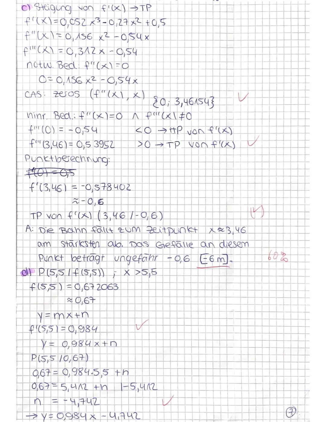 M LK2
hilfsmittelfreier Teil:
LAY
a)
f(x) = ax³ + bx² + cx+d
f'(x) = 3ax² +2bx +C
f"(x)=6ax +2b
€ (014); P (1112); Q (-118)
14 unbekannte = 
