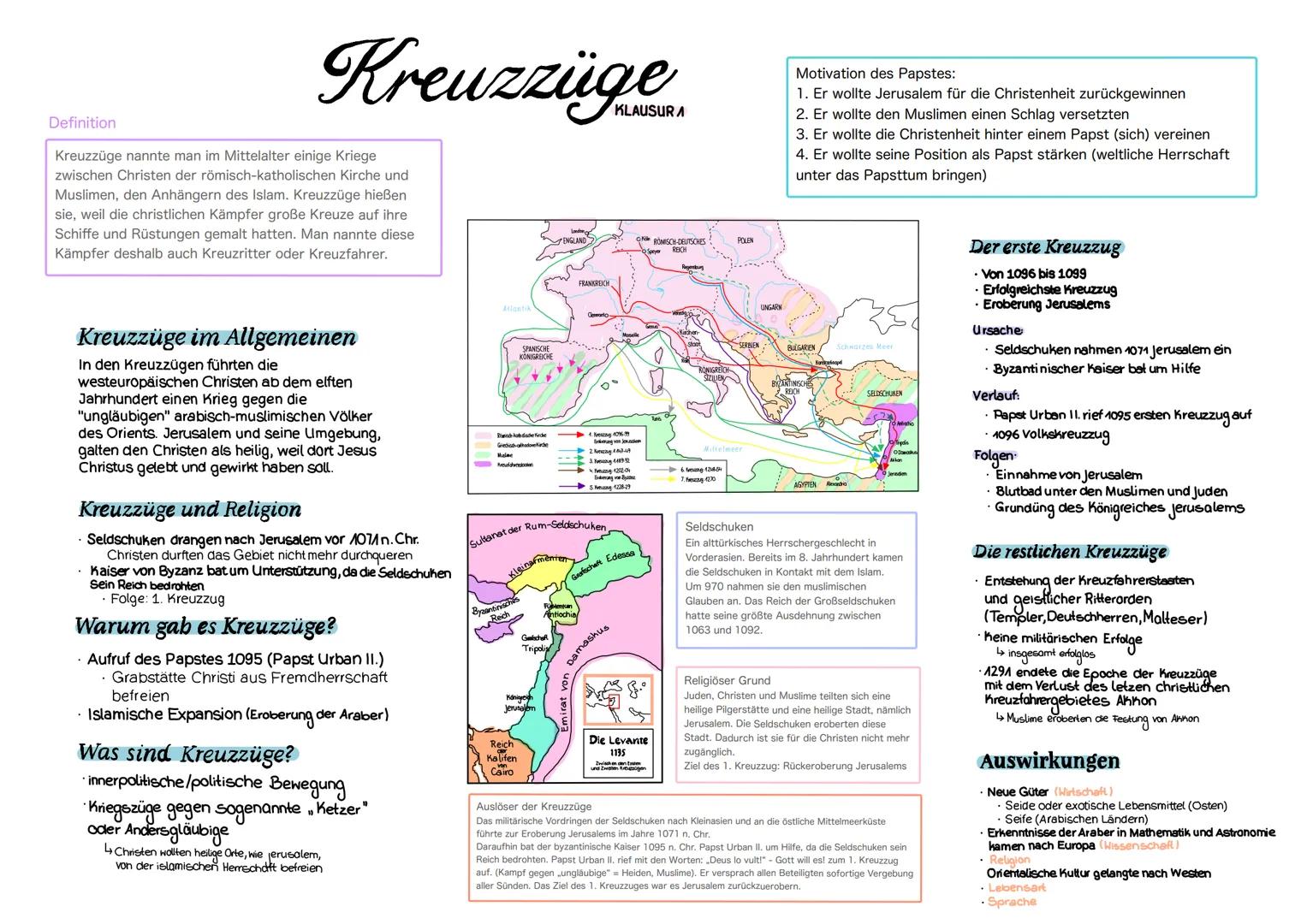 Kreuzzüge
Definition
Kreuzzüge nannte man im Mittelalter einige Kriege
zwischen Christen der römisch-katholischen Kirche und
Muslimen, den A