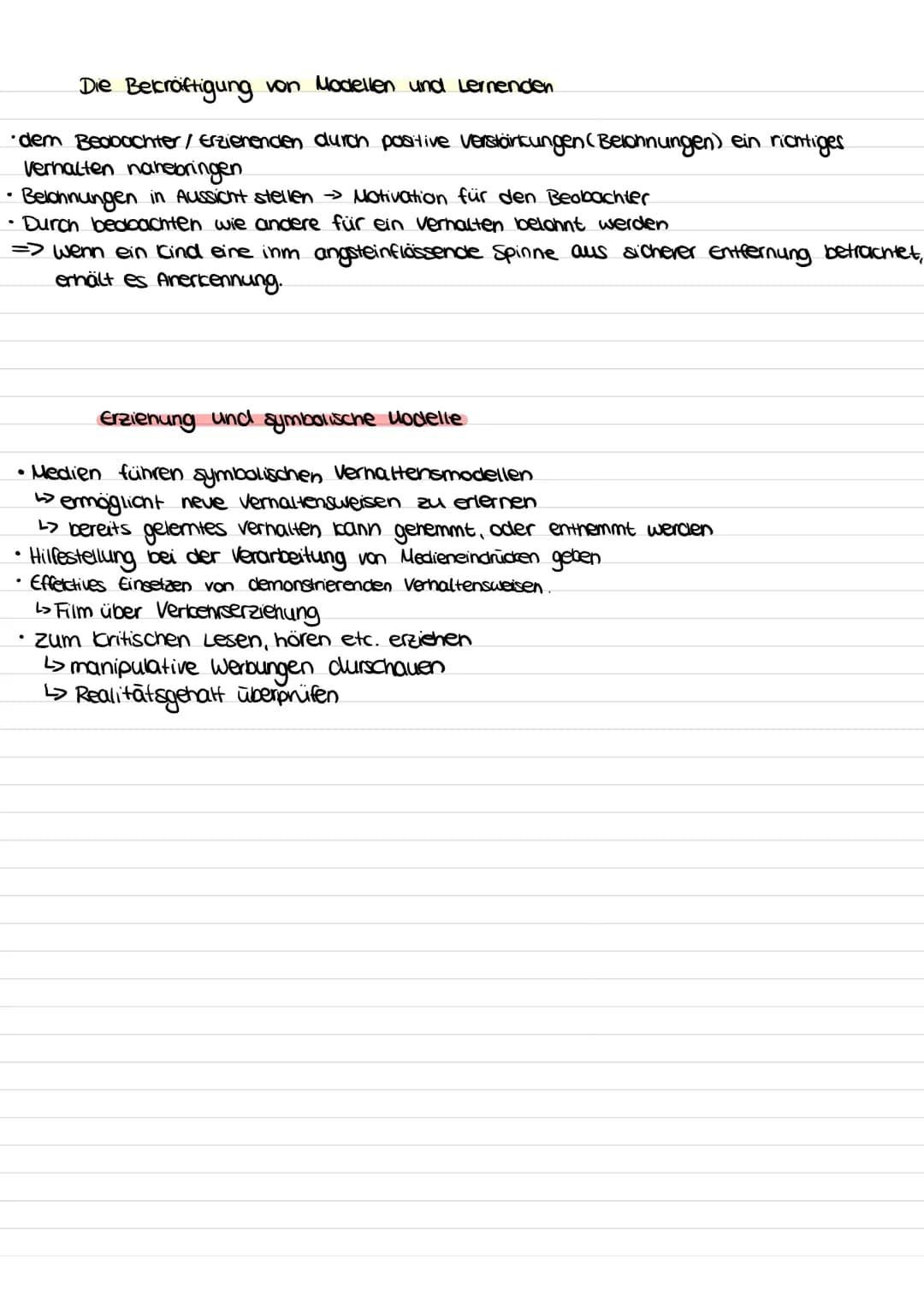 DEFINITION
Lernen am Modell bedeutet den Prozess, in welchem eine Person (=Beobachter) bestimmte Erlebens-
und verhaltensweise übernimmt, di