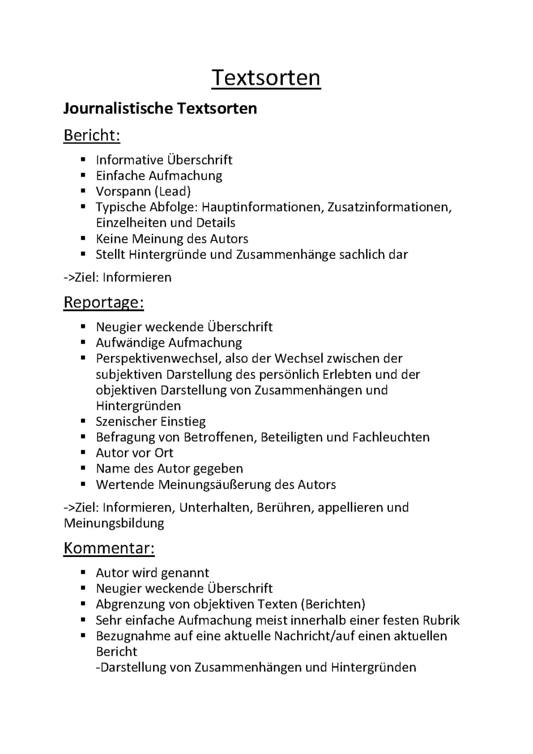 Textsortenmerkmale