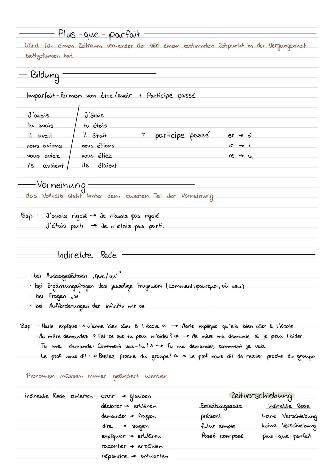 - Plus-que-parfait

Wird für einen Zeitraum verwendet der vor einem bestimmten Zeitpunkt in der Vergangenheit
Stattgefunden hat.

-Bildung

