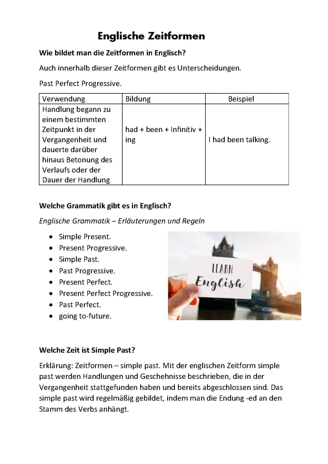 Englisch Zeitformen: Einfache Übersicht und Übungen