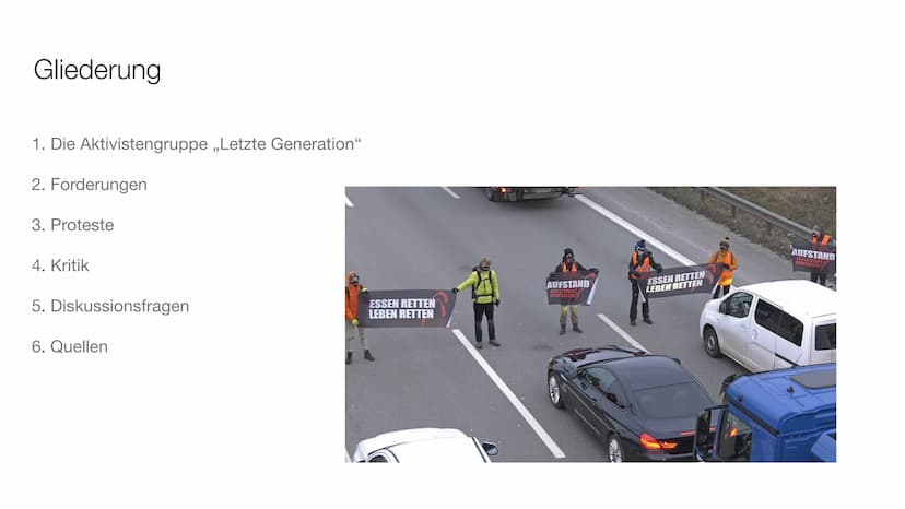 ,,Essen retten Leben retten"
Eine Umweltaktion mit umstrittenen Methoden
LETZ
ERAT
STAND Gliederung
1. Die Aktivistengruppe „Letzte Generati