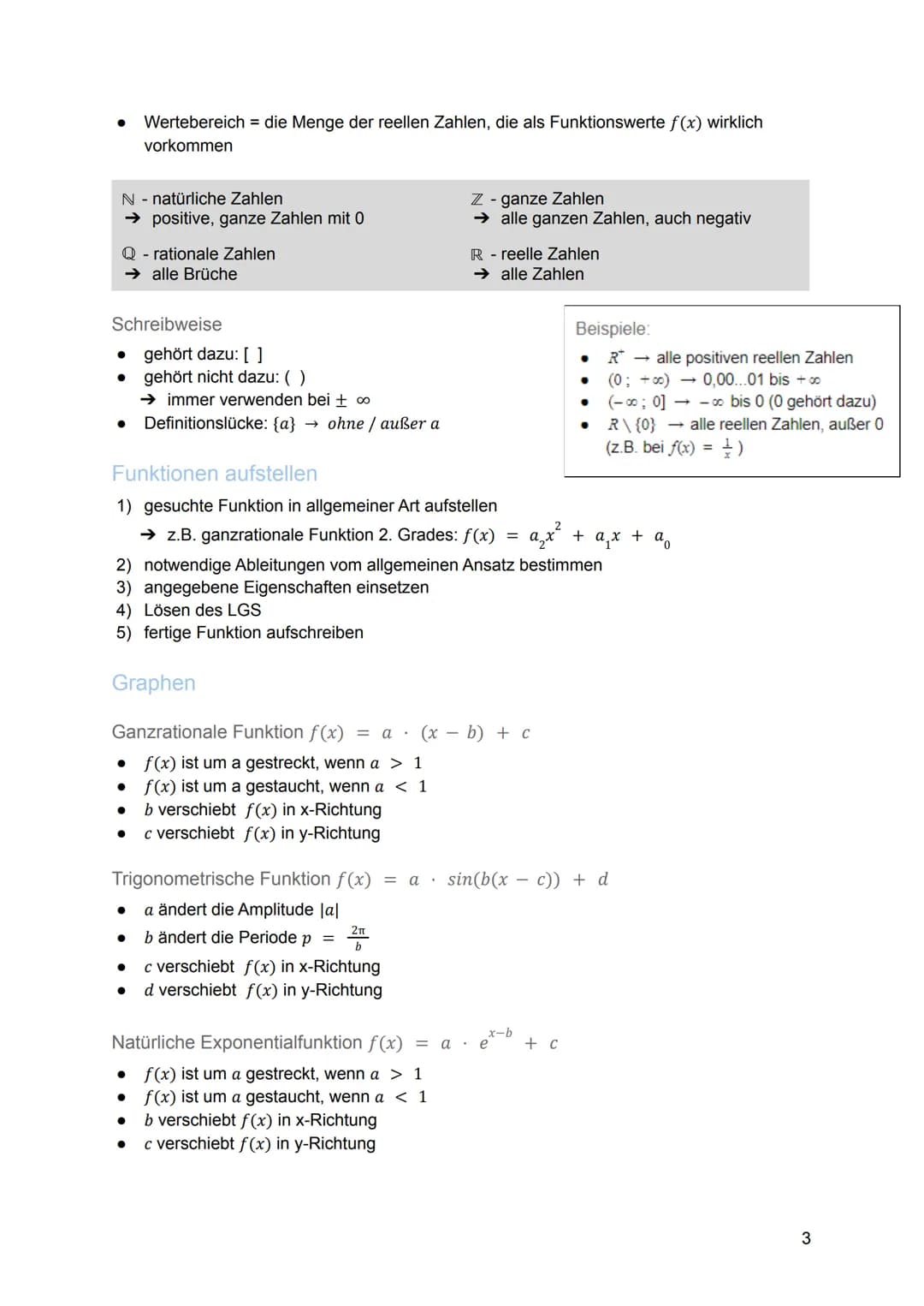 
<h2 id="analysis">Analysis</h2>
<h3 id="funktionen">Funktionen</h3>
<p>Die ganzrationalen Funktionen n-1 + a₁x¹ + ax; neN heißen auch Polyn