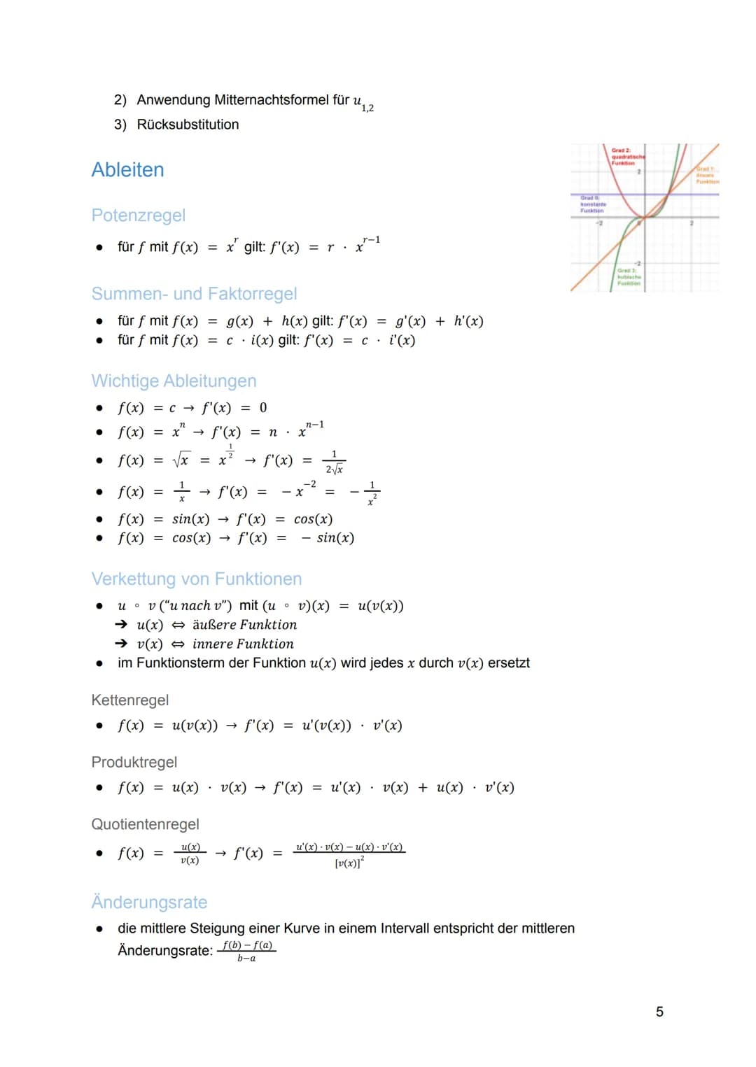 
<h2 id="analysis">Analysis</h2>
<h3 id="funktionen">Funktionen</h3>
<p>Die ganzrationalen Funktionen n-1 + a₁x¹ + ax; neN heißen auch Polyn