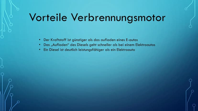 VERBRENNUNGSMOTOR (DIESEL) UND
ELEKTROMOTOR Inhaltsangabe
Wo ist physikalisch der Unterschied zwischen Verbrennungsmotoren
und Elektromotore
